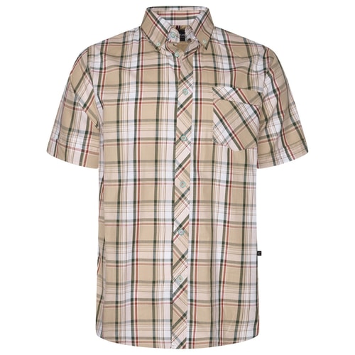 KAM Short Sleeve Casual Check Shirt Stone